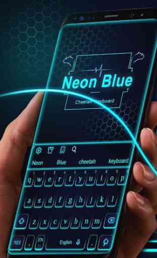 Neon Blue Cheetah Keyboard Theme 1