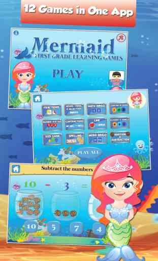 Mermaid Princess Goes to School: First Grade Learning Games 1
