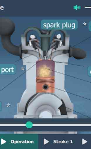 Four-stroke Otto engine educational VR 3D 4