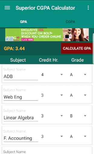 Superior GPA & CGPA Calculator 2