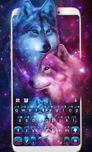 Neon Wolf Galaxy Keyboard Theme 1