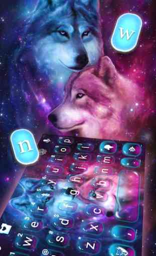 Neon Wolf Galaxy Keyboard Theme 2