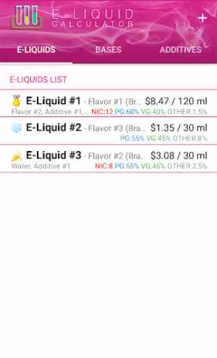 E-Liquid Calculator : DIY vape tools 1