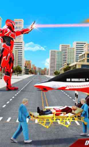 Flying Ambulance Air Jet Transform Robot Games 2