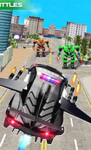 Flying Police Car Transform Robot Shooting Games 3