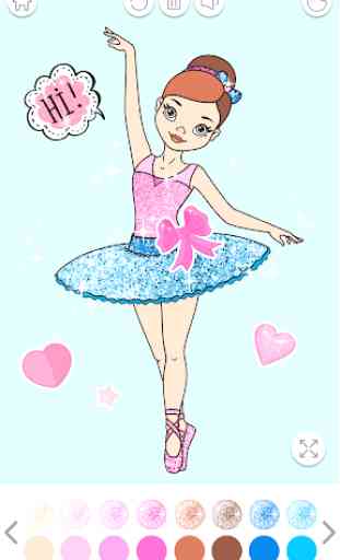 Ballerina Coloring Book Glitter - Girl Games 2
