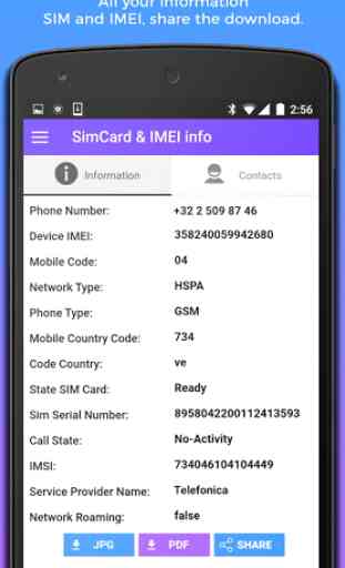 SIM Info IMEI & Contact check 2
