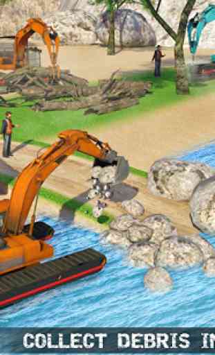 Water Surfer Excavator Crane 3D: Construction Site 1