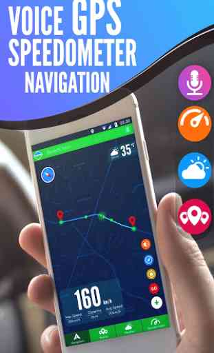 Voice Gps navigation maps: HUD speedometer 3