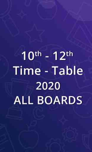 10th 12th Time Table 2020 All Boards, Date Sheet 1