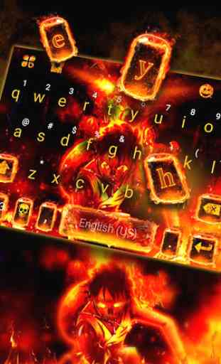 Flaming Fire Battle Keyboard Theme 2