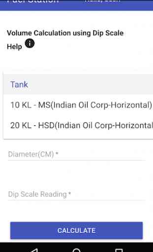 Fuel Tank volume calculation using dip scale 2