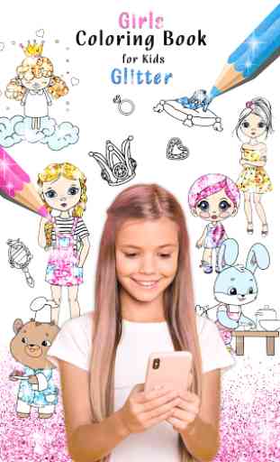 Girls Coloring Book for Kids Glitter 1