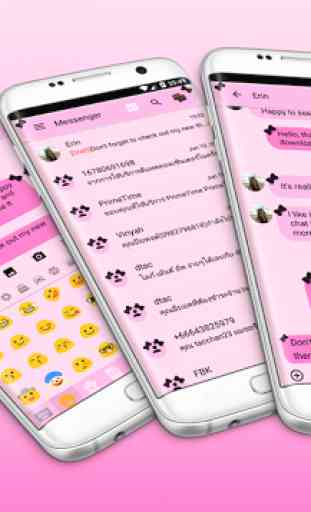 SMS Messages Ribbon Pink Black Theme emoji chat 1