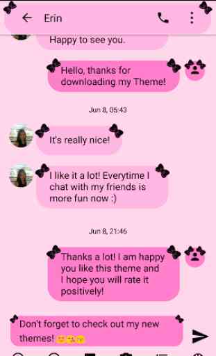 SMS Messages Ribbon Pink Black Theme emoji chat 2