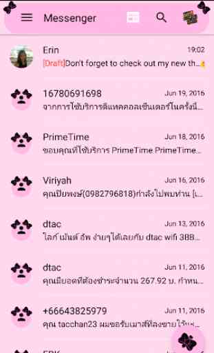 SMS Messages Ribbon Pink Black Theme emoji chat 3