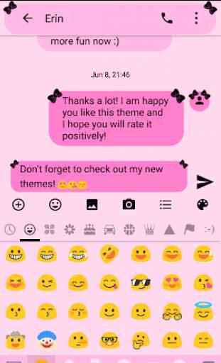 SMS Messages Ribbon Pink Black Theme emoji chat 4
