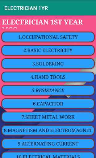 ELECTRICIAN 1ST YEAR MCQ 1