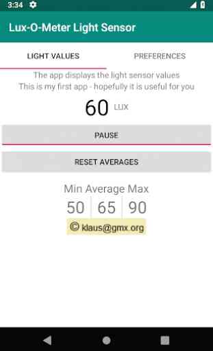 Lux-O-Meter light sensor measurement 1