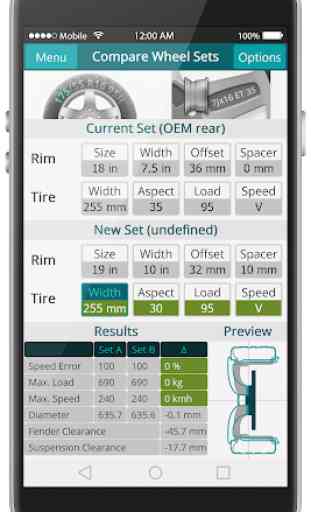 wheelCal: Wheel Size Calculator Measure Tire & Rim 4