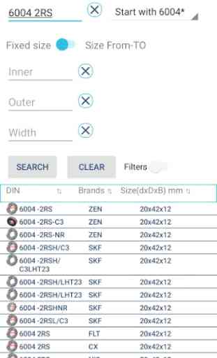 Search Bearings 50000+ items with description LITE 2