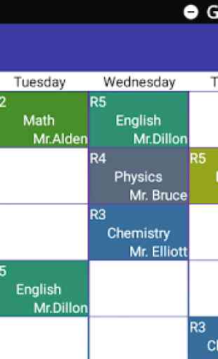 Timetable for student 1