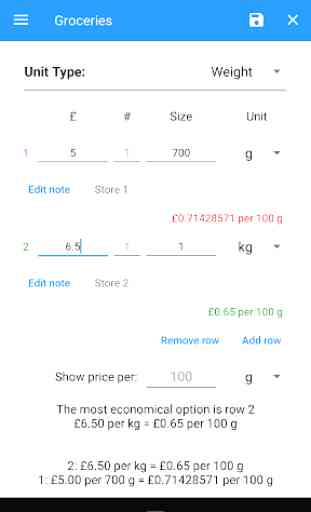 Unit Price Calculator 2