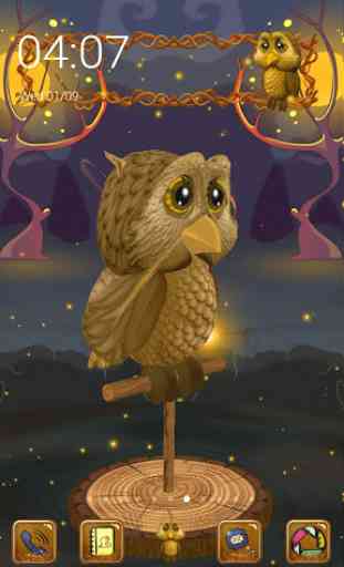 3D Starry Night Owl Launcher Theme 3