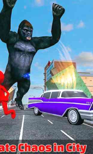 Angry Gorilla vs Stickman City Battle 1