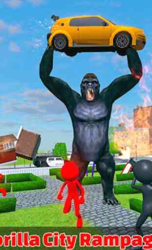 Angry Gorilla vs Stickman City Battle 2