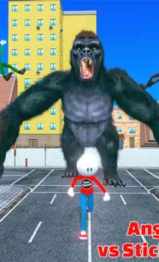 Angry Gorilla vs Stickman City Battle 4