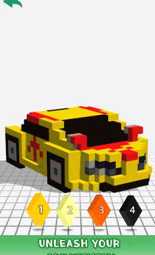 Cars 3D Color by Number - Voxel, Puzzle Coloring 2
