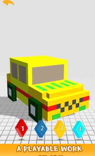 Cars 3D Color by Number - Voxel, Puzzle Coloring 3