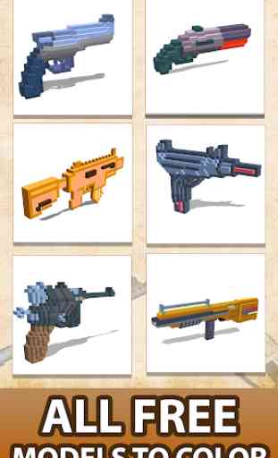 Guns 3D Color by Number - Weapons Voxel Coloring 1