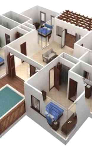 House Design, Roof, Complete 3D Plan 3