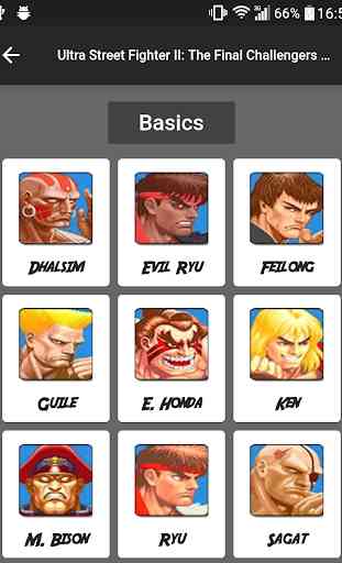 Moves Guide for Street Fighter 1