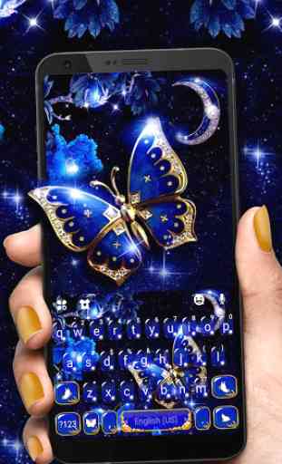 Blue Fancy Butterfly Keyboard Theme 2