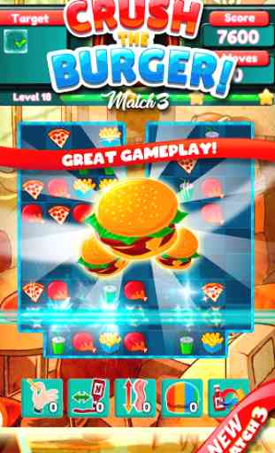 Crush The Burger ! Deluxe Match 3 Game 1