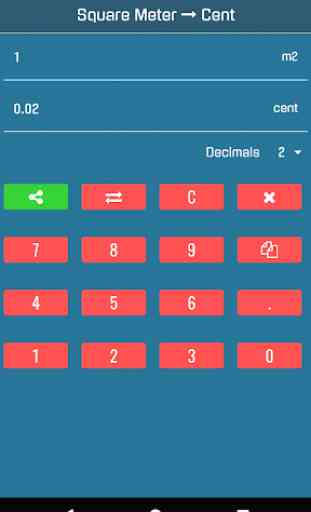 Square Meter to Cent Converter 2