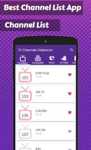 App for Videocon d2h TV Channels List- TV Guide 3