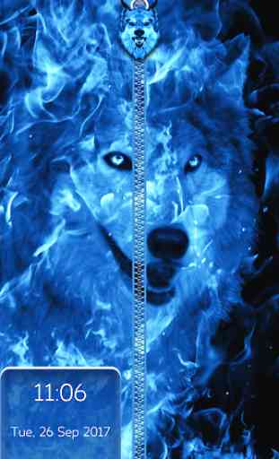 Ice Fire Wolf Lock Screen Zipper 1
