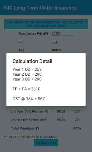 NIC Long Term Motor Insurance Premium Calculator 2