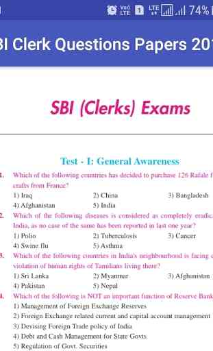 SBI Clerk Pre Year Questions Papers 1