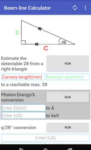 Beam-line Calculator(For XRD, XRF,  HP Operations) 1