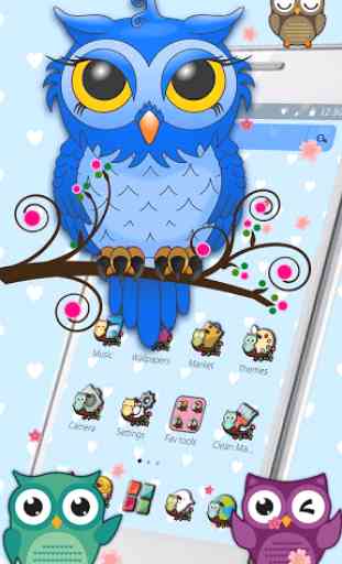 Cute Blue Owl Theme 3