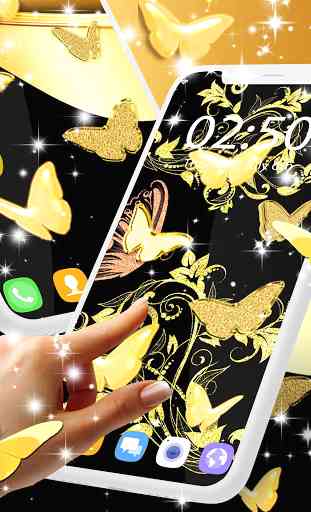 Gold butterfly live wallpaper 1