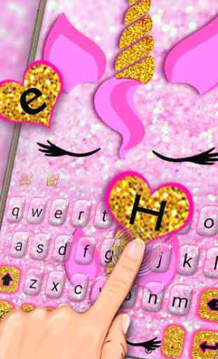 Pink Glisten Unicorn Cat Keyboard Theme 2