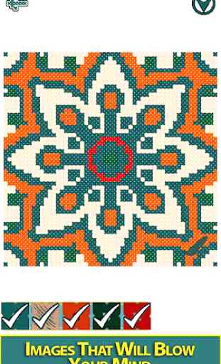 Adult Color by Number Book - Cross Stitch Mandala 2