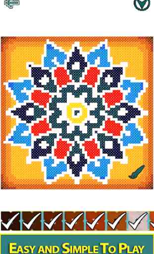 Adult Color by Number Book - Cross Stitch Mandala 3