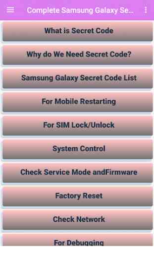 Complete Samsung Galaxy Secret Code 1